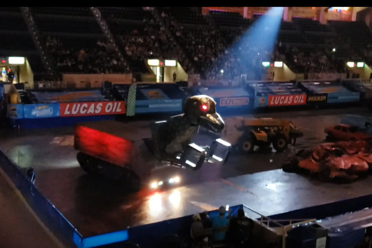 A Dinosaur Splitting a Car into Half at the Berglund Center in Roanoke VA